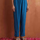 trueBrowns Blue Print Flared Anarakali Kurta Set | Swadesiicart