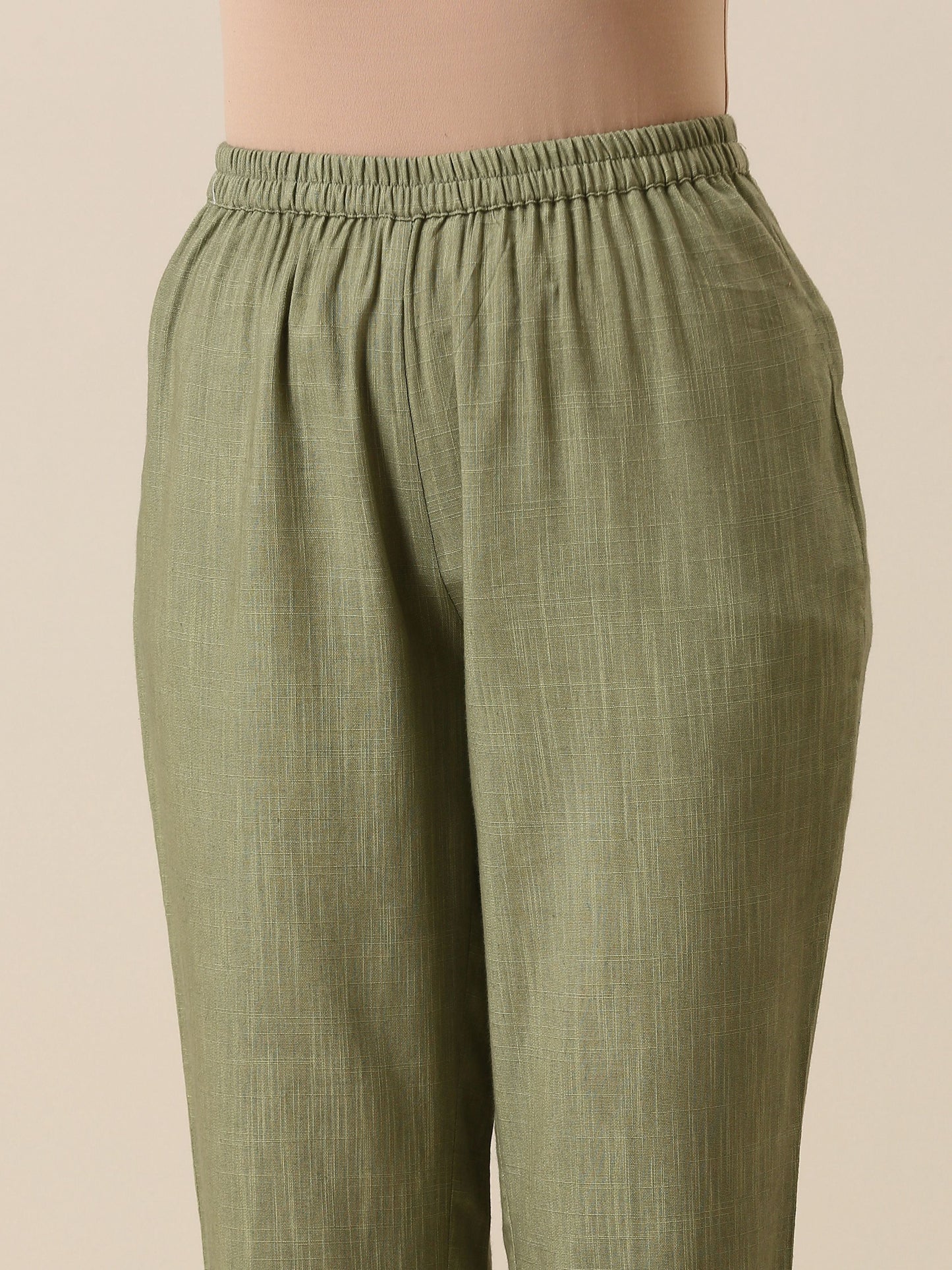trueBrowns Sage Slub Texture Boxy Fit High Low Co-Ord Set - Swadesiicart