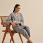 trueBrowns Steel Blue Khadi Relaxed Co-Ord Set - Swadesiicart