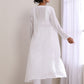 trueBrowns White Dobby Overlay Jacket Blouse Pant Set | Swadesiicart
