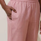 trueBrowns Pink Cotton Linen Kurta Co-Ord Set - Swadesiicart