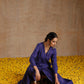 trueBrowns Spectrum Blue Gold Cotton Angrakha Kurta Set | Swadesiicart