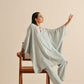 trueBrowns Grey Bandhani Printed Silk Kaftan Co-Ord Set - Swadesiicart