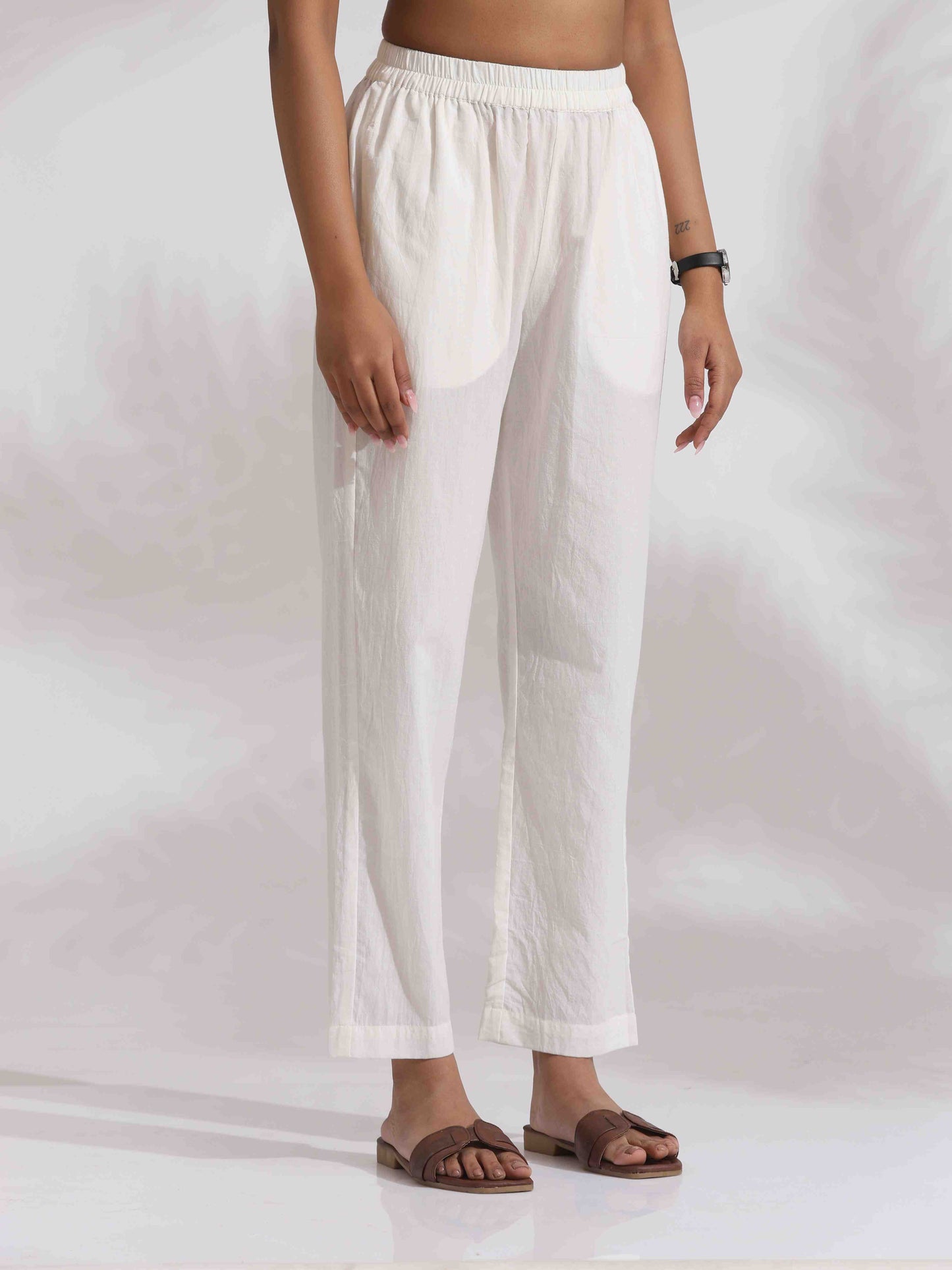 trueBrowns White Cotton Stripe Print Kurta Co-ord Set - Swadesiicart