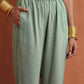 trueBrowns Green Print Flared Kurta Co-ord Set - Swadesiicart