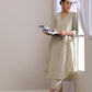 trueBrowns Light Grey Slub Gathered Kurta Pant Set | Swadesiicart