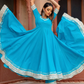 Pomcha Jaipur Kalamkari Blue Pure Cotton Anarkali Set | Swadesiicart