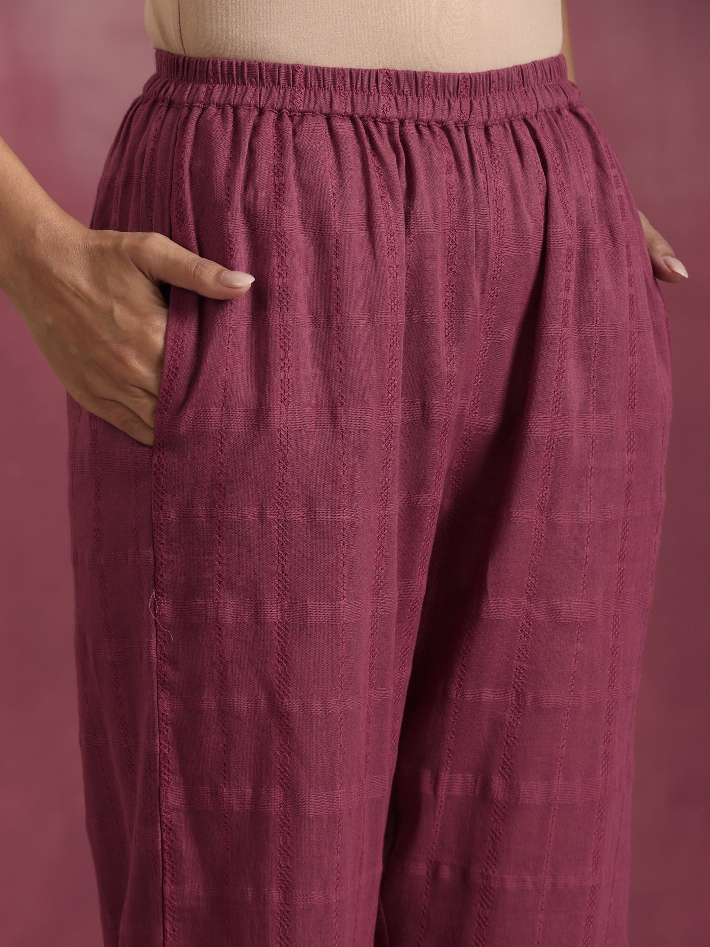 trueBrowns Mauve Cotton Dobby Co-ord set - Swadesiicart