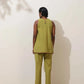 trueBrowns Pear Green Cotton Linen Co-Ord Set - Swadesiicart