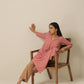 trueBrowns Light Mauve Slub Texture Neck Pleat Kurta Pant Set | Swadesiicart