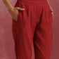 trueBrowns Maroon Cotton Dobby Kurta Set | Swadesiicart