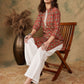 InWeave Women's Maroon Ethnic Print Lace Gota Work Straight Kurta - Swadesiicart