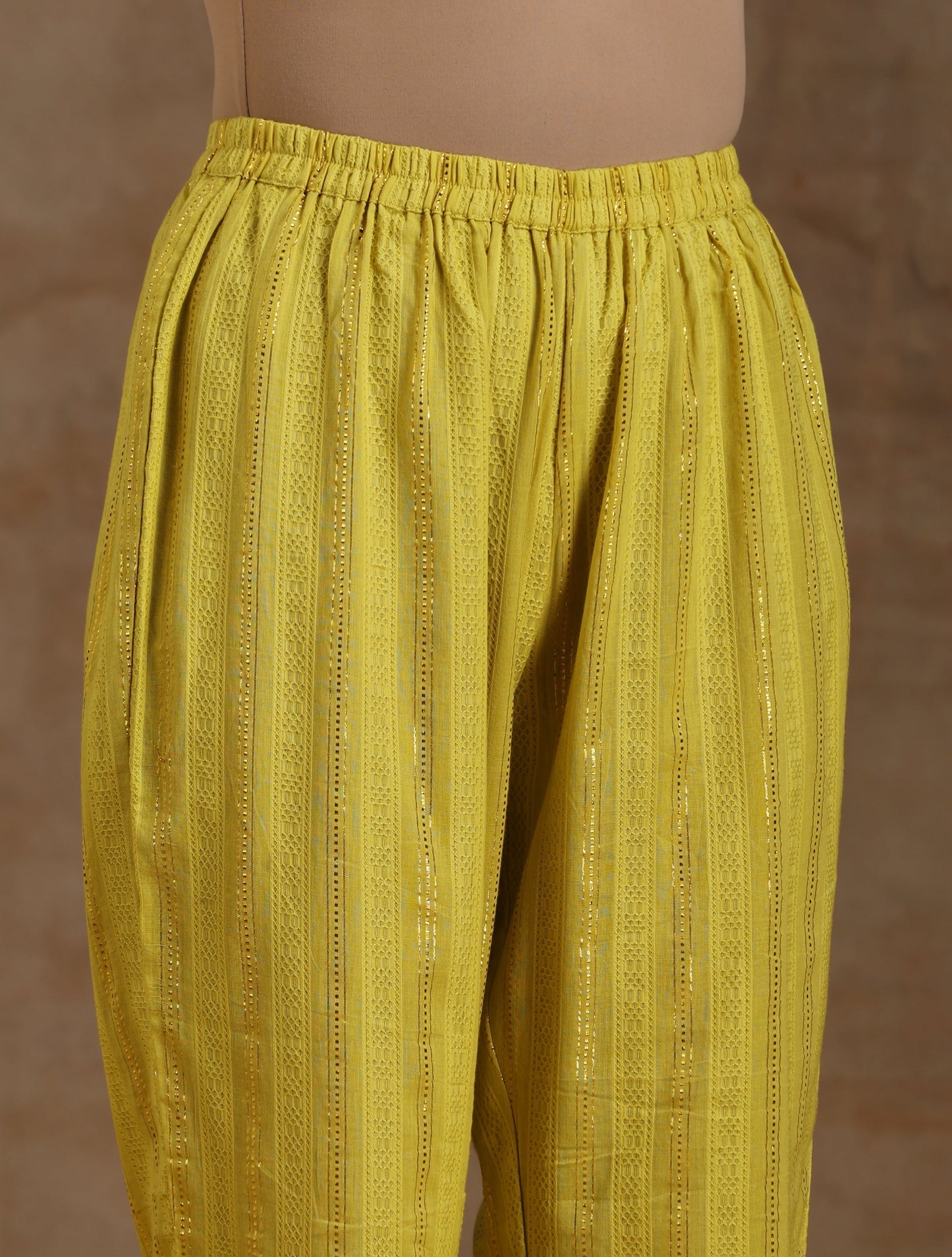 trueBrowns Lime Gold Cotton Oversized Round Co-Ord Set - Swadesiicart