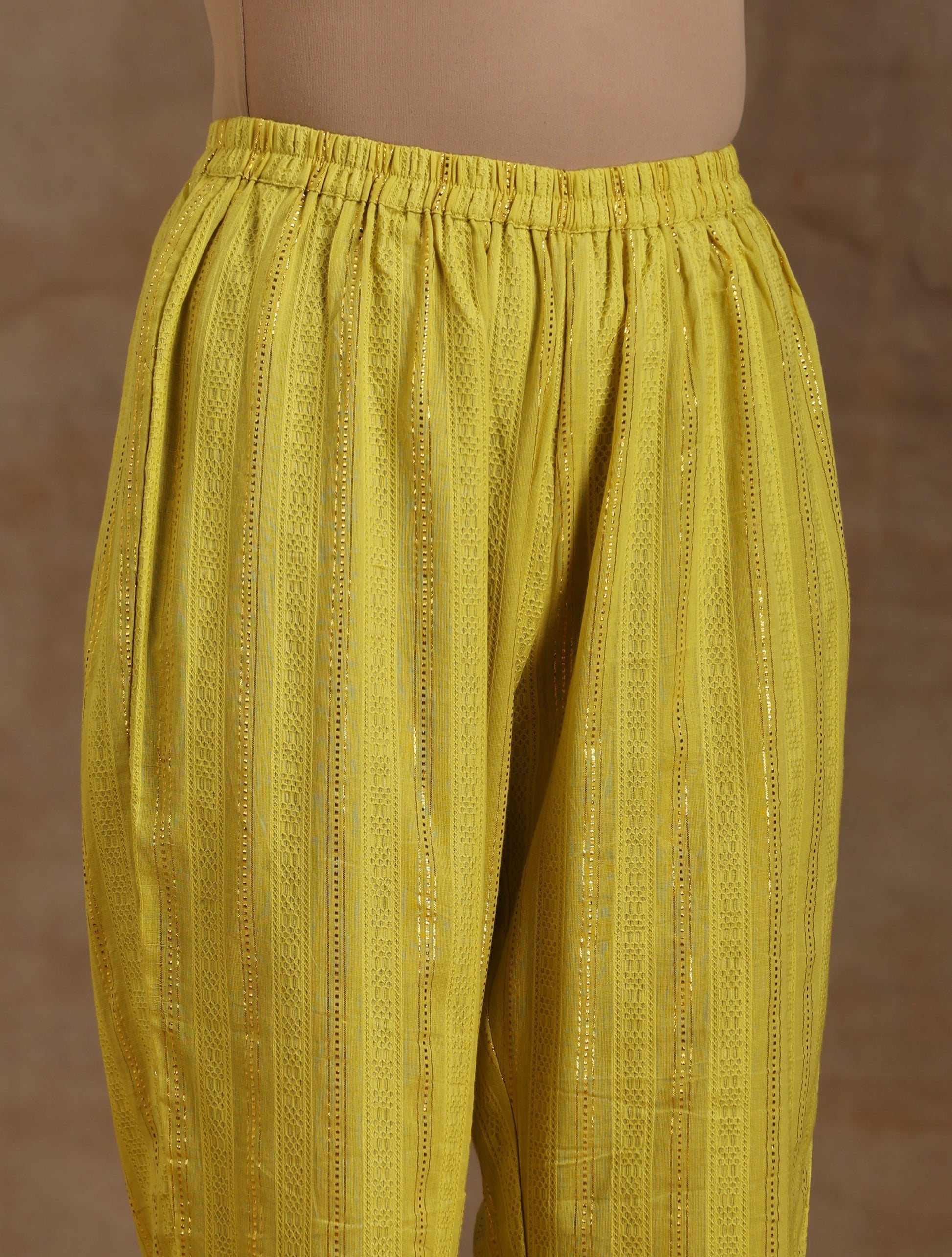 trueBrowns Lime Gold Cotton Oversized Round Co-Ord Set - Swadesiicart