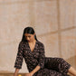 trueBrowns Black Fish Bagru Print Cotton Angrakha Pant Set | Swadesiicart