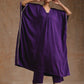 trueBrowns Violet Modal Satin Kaftan Kurta Set | Swadesiicart