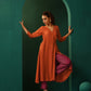 trueBrowns Rust Silk Angrakha Kurta Pant Set | Swadesiicart