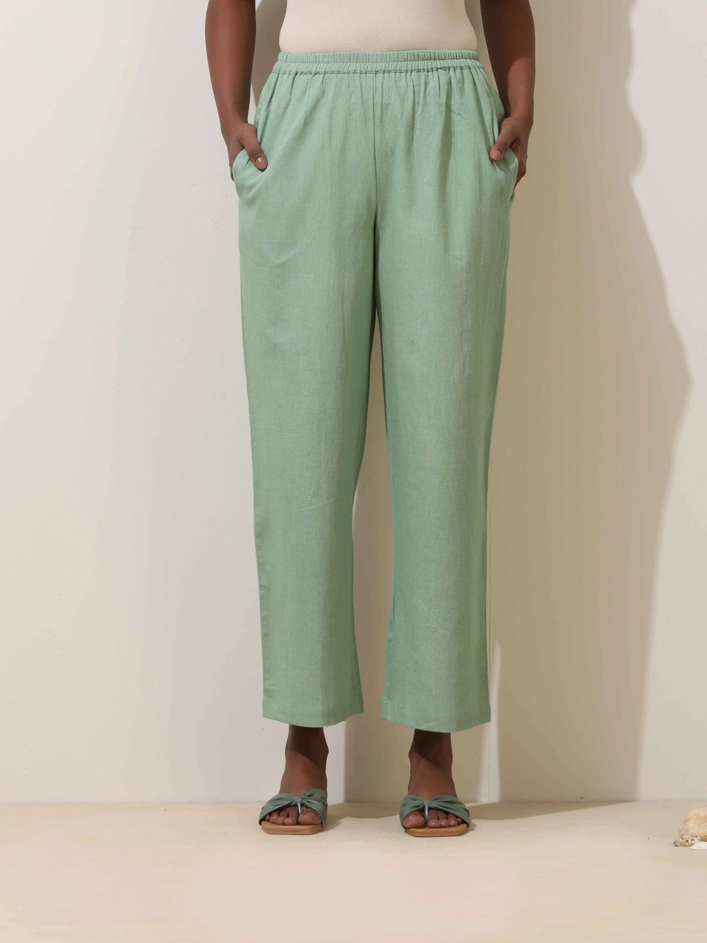 trueBrowns Mint Green Cotton Linen Co-Ord Set - Swadesiicart