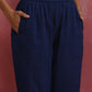 trueBrowns Dark Blue Cotton Dobby Kurta Co-ord set - Swadesiicart