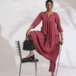 trueBrowns Maroon Cotton Flared Kurta Set | Swadesiicart