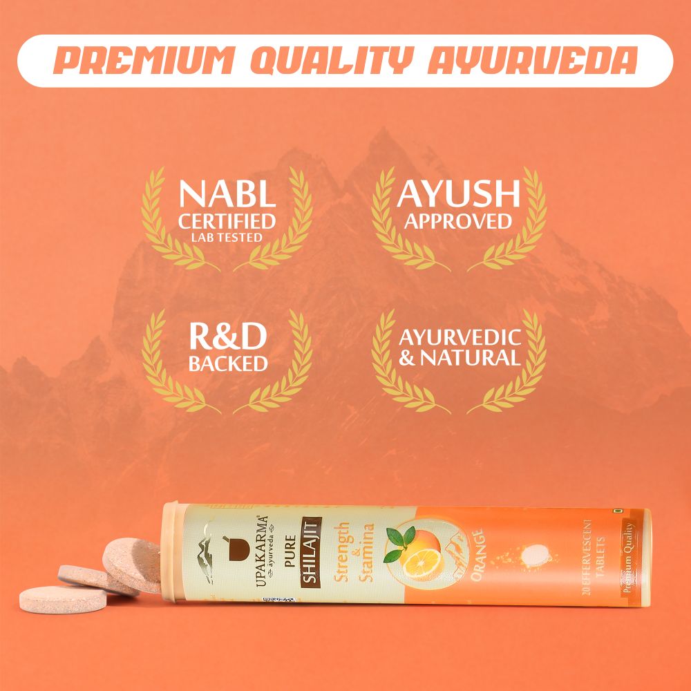 Upakarma Ayurveda Pure Sj Effervescent Tablets - Orange - Swadesiicart