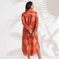 trueBrowns Orange Cotton Print Shirt Dress | Swadesiicart