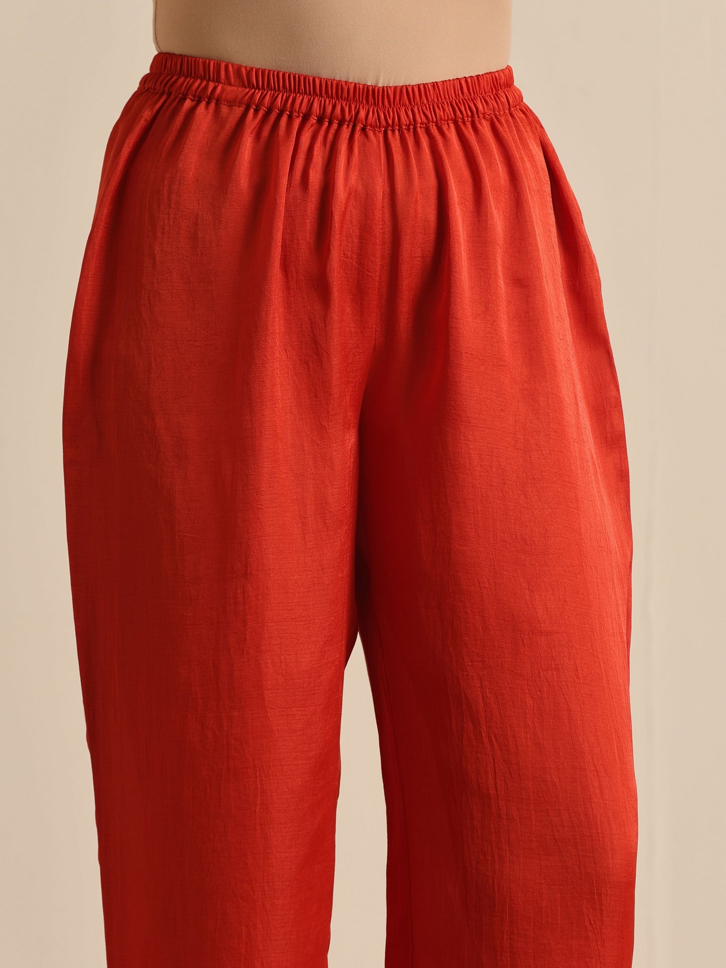 trueBrowns Rust Silk Blend Short Co-Ord Set - Swadesiicart