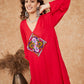 InWeave Women's Red Square Maroon Patch Work Assymentrical Kurta Set - Swadesiicart