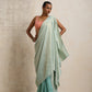trueBrowns Blue Gold Metallic Ready To Wear Saree | Swadesiicart