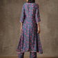 trueBrowns Blue Pink Printed Silk Kurta Pant Set | Swadesiicart