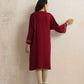 trueBrowns Maroon Kashmiri Floral Embroidered Woollen Phiran Kurta | Swadesiicart