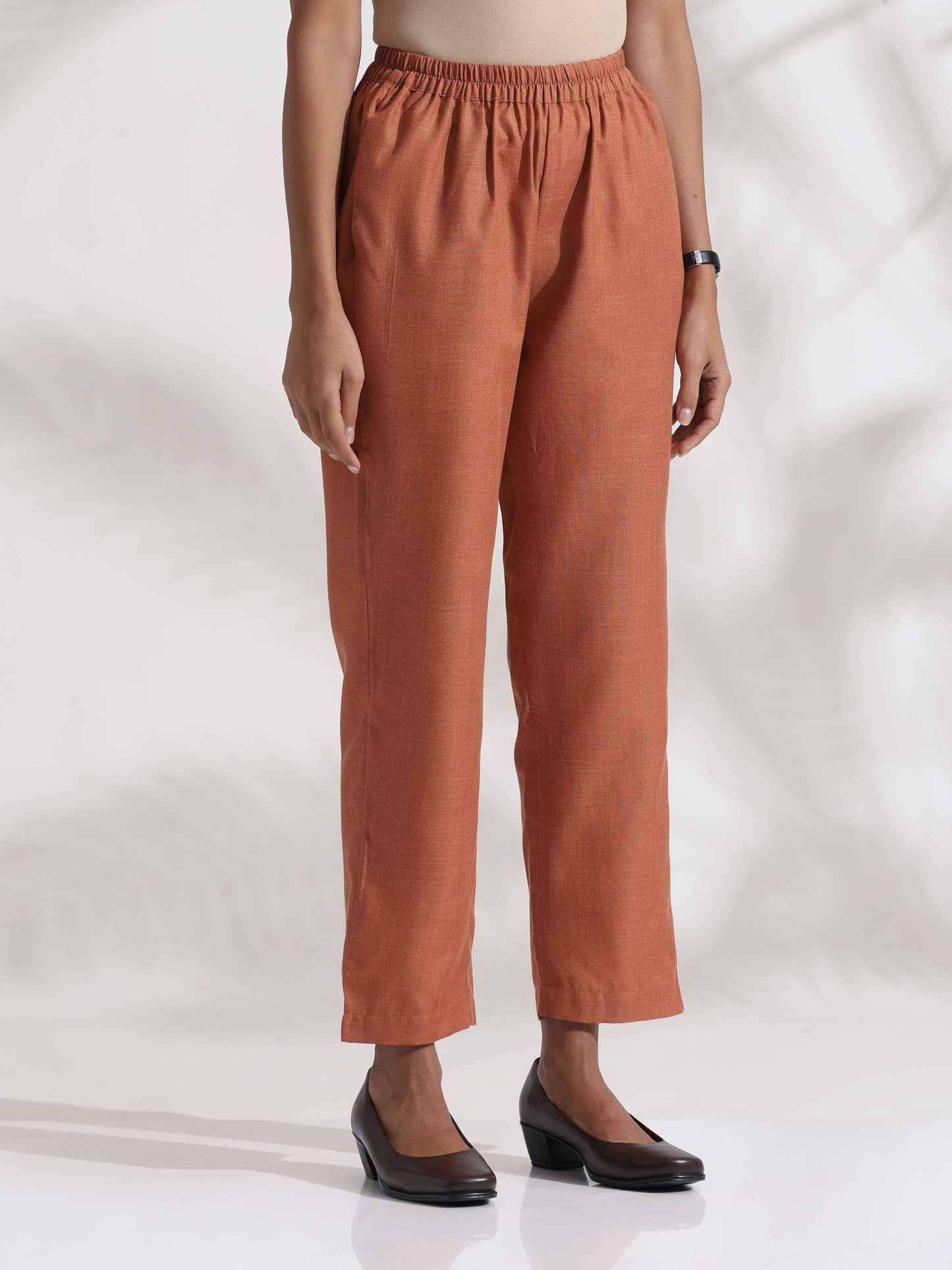 trueBrowns Rust Slub Co-ord Set - Swadesiicart