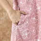 InWeave Pastel Peach V Neck Aline Kurta Set - Swadesiicart
