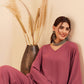 InWeave Women's Light Brown Full Sleeve Boho Top Bottom Set - Swadesiicart