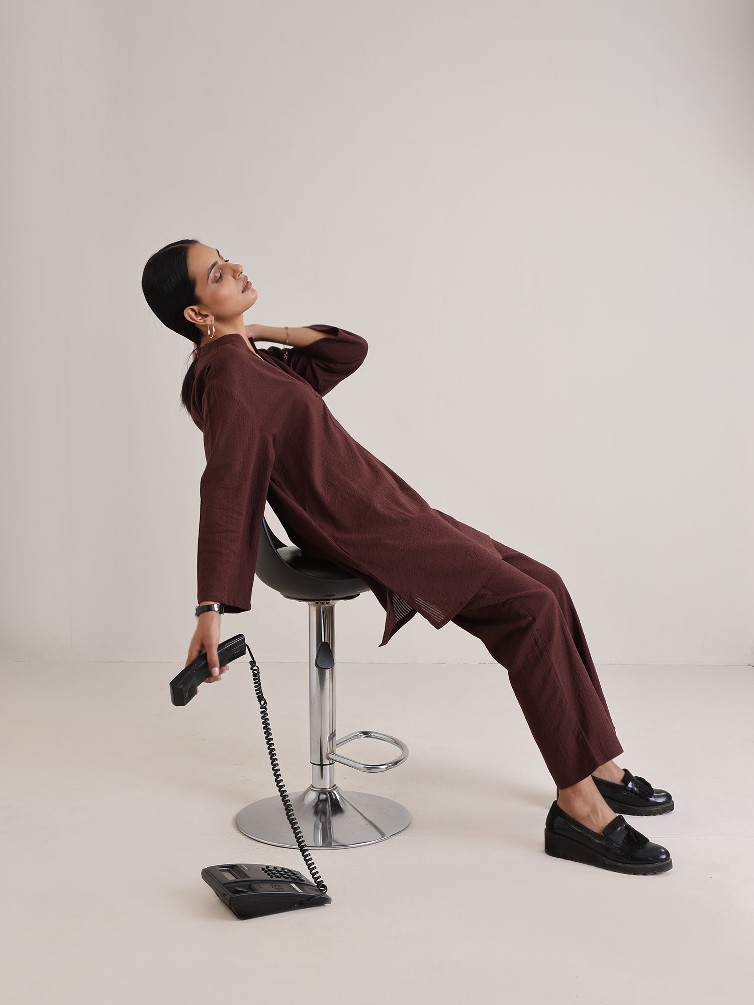 trueBrowns Cola Brown Relaxed Fit Co-Ord Set - Swadesiicart