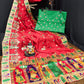 Lorenvalley Fashion Premium Red Vichitra Silk Embroidery and Diamond work Both Side Saree - Swadesiicart