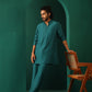 trueBrowns Men's Teal Silk Co-ord Set - Swadesiicart