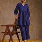trueBrowns Spectrum Blue Gold Cotton Overlap Co-Ord Set - Swadesiicart