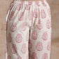 trueBrowns Pink Big Buta On White Print Cotton Angrakha Kurta Pant Set | Swadesiicart