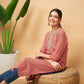 InWeave Women's Coral Blue Boota Print Gota Straight Kurta - Swadesiicart