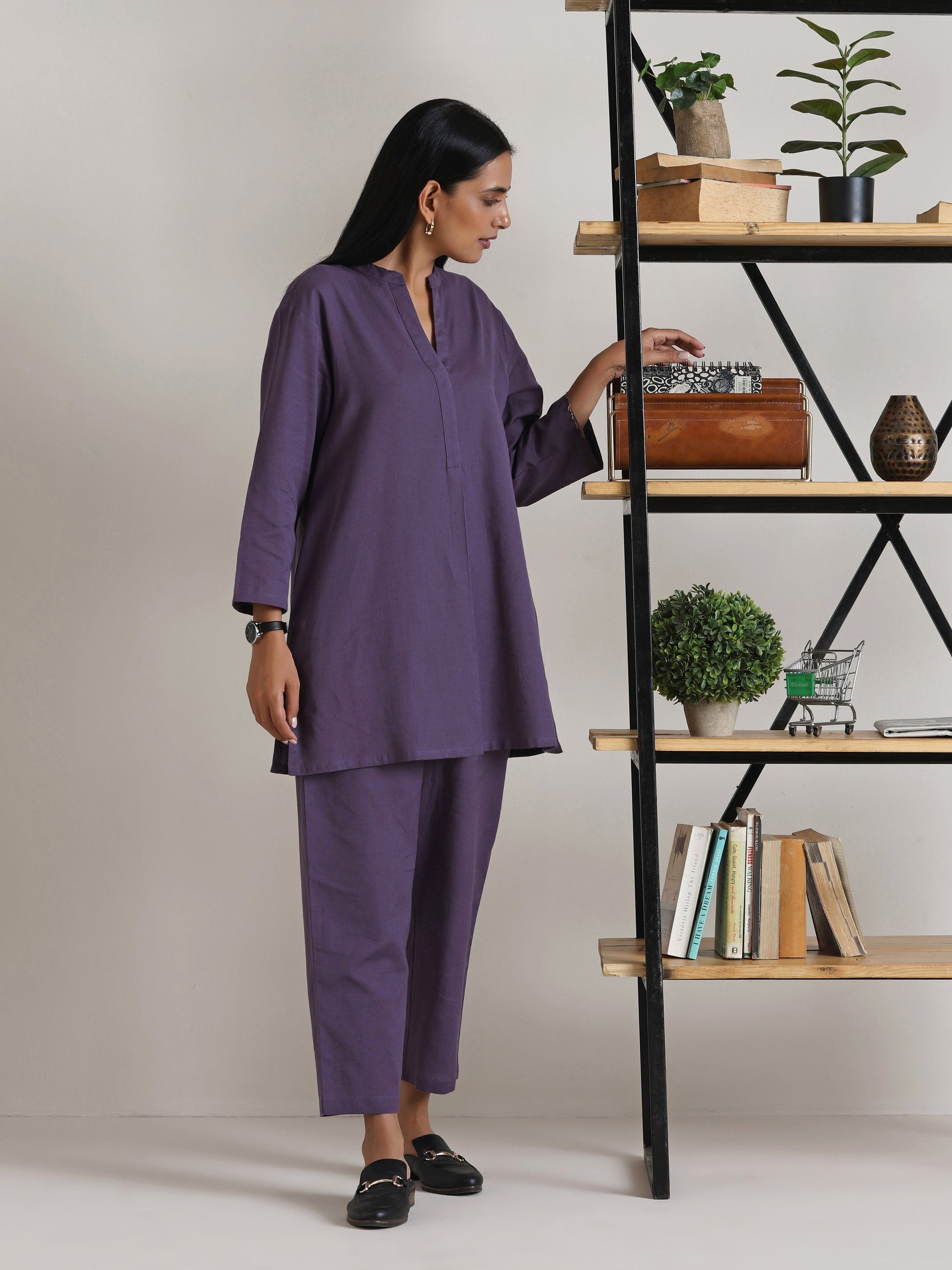 trueBrowns Plum Purple Relaxed Fit Co-Ord Set - Swadesiicart