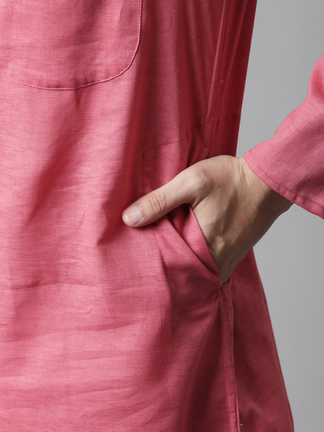 Even Apparels Rust Pure Cotton Kurta With Band Collar | Swadesiicart