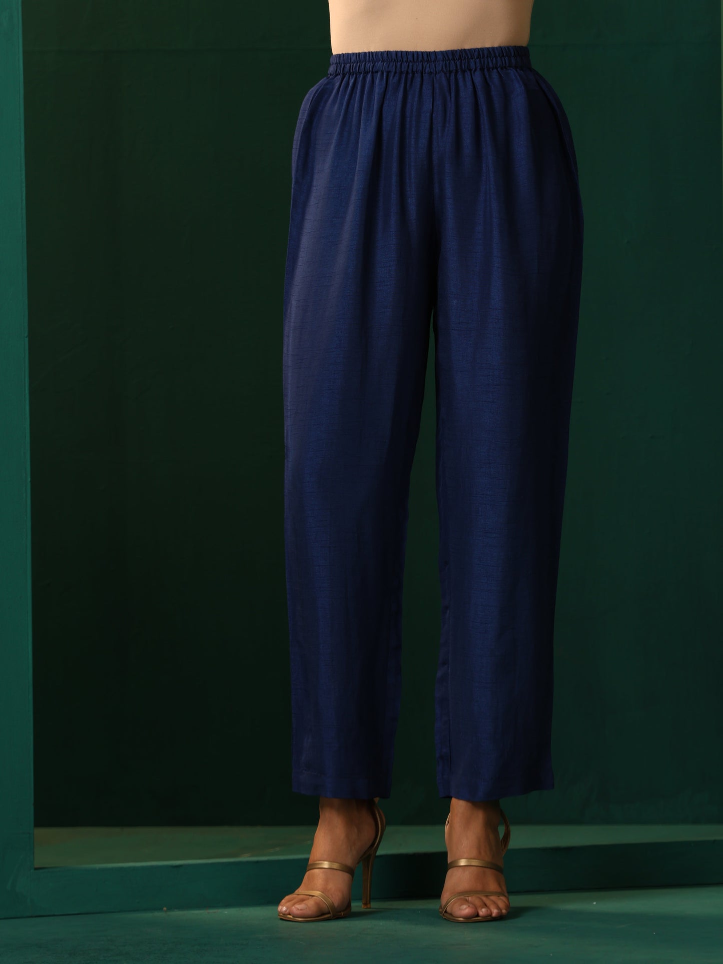 trueBrowns Blue Silk Flared Co-ord Set - Swadesiicart