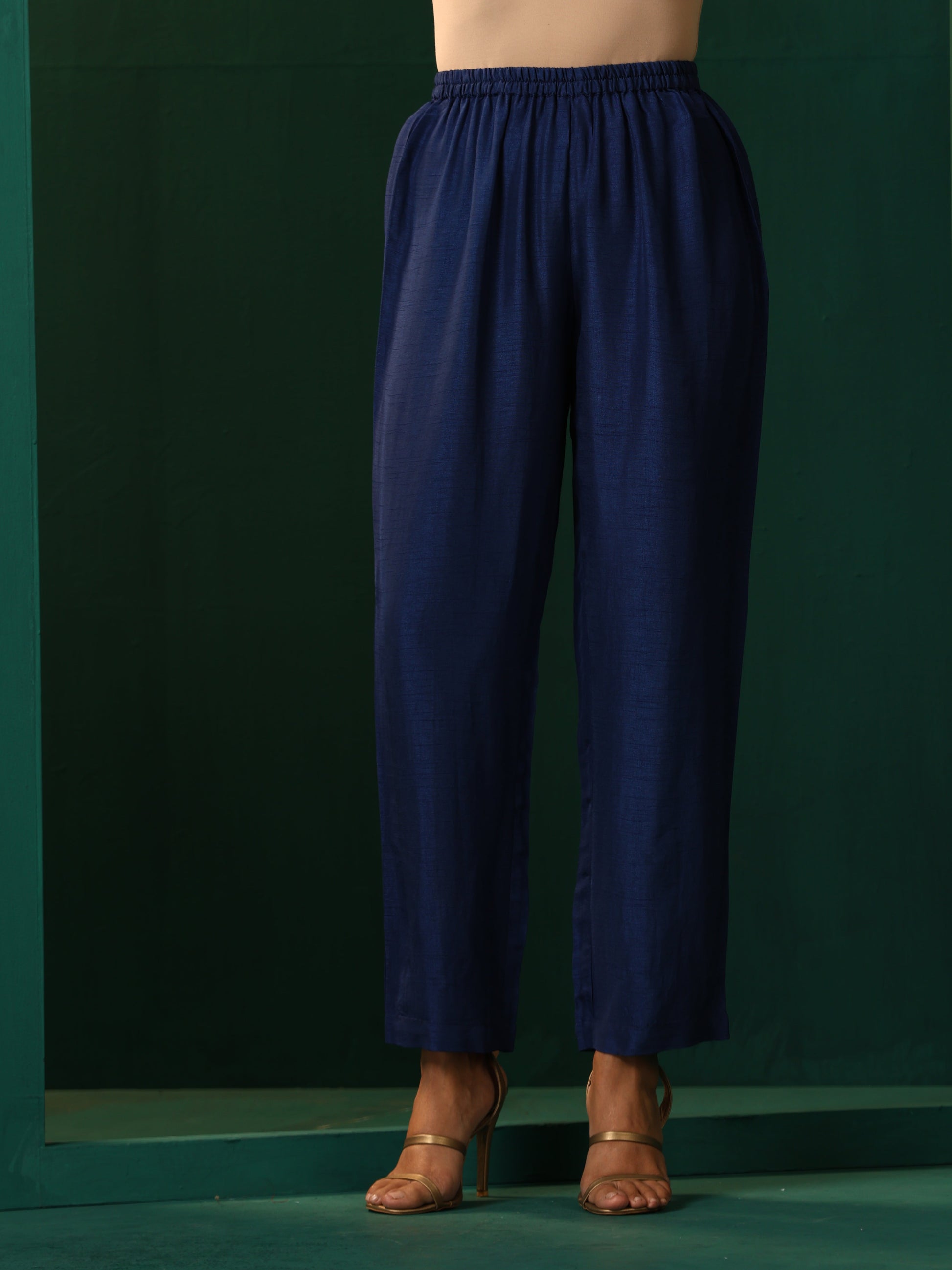 trueBrowns Blue Silk Flared Co-ord Set - Swadesiicart