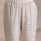 trueBrowns White With Small Floral Booti Print Cotton Pleated Co-Ord Set - Swadesiicart