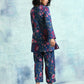trueBrowns Blue Printed Velvet Co-Ord Set - Swadesiicart