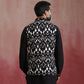 trueBrowns Men's Black Ikat Print Cotton Reversible Nehru Jacket | Swadesiicart