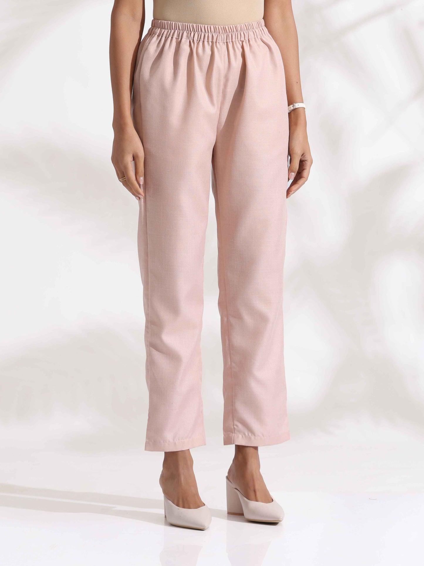 trueBrowns Light Pink Slub Co-ord Set - Swadesiicart