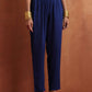 trueBrowns Blue Stripe Flared Anarkali Kurta Set | Swadesiicart