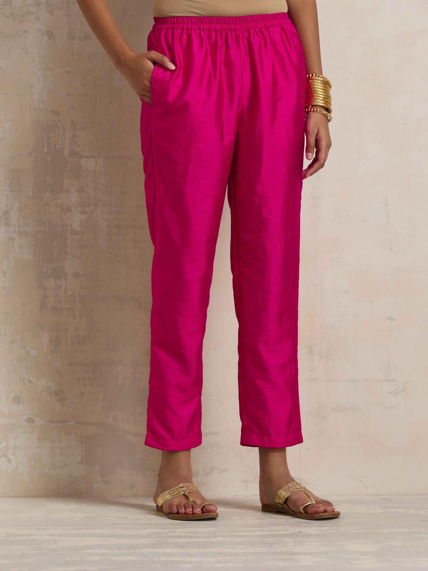 trueBrowns Pink Silk Co-ord Set - Swadesiicart